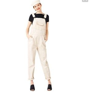 Kate Spade Saturday Cream Distressed Overalls